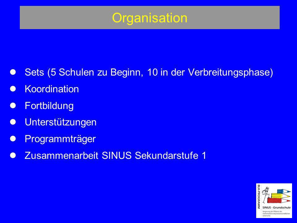 Organisation  Sets (5 Schulen zu Beginn, 10 in der Verbreitungsphase)