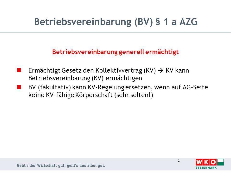 Betriebsvereinbarung (BV) § 1 a AZG