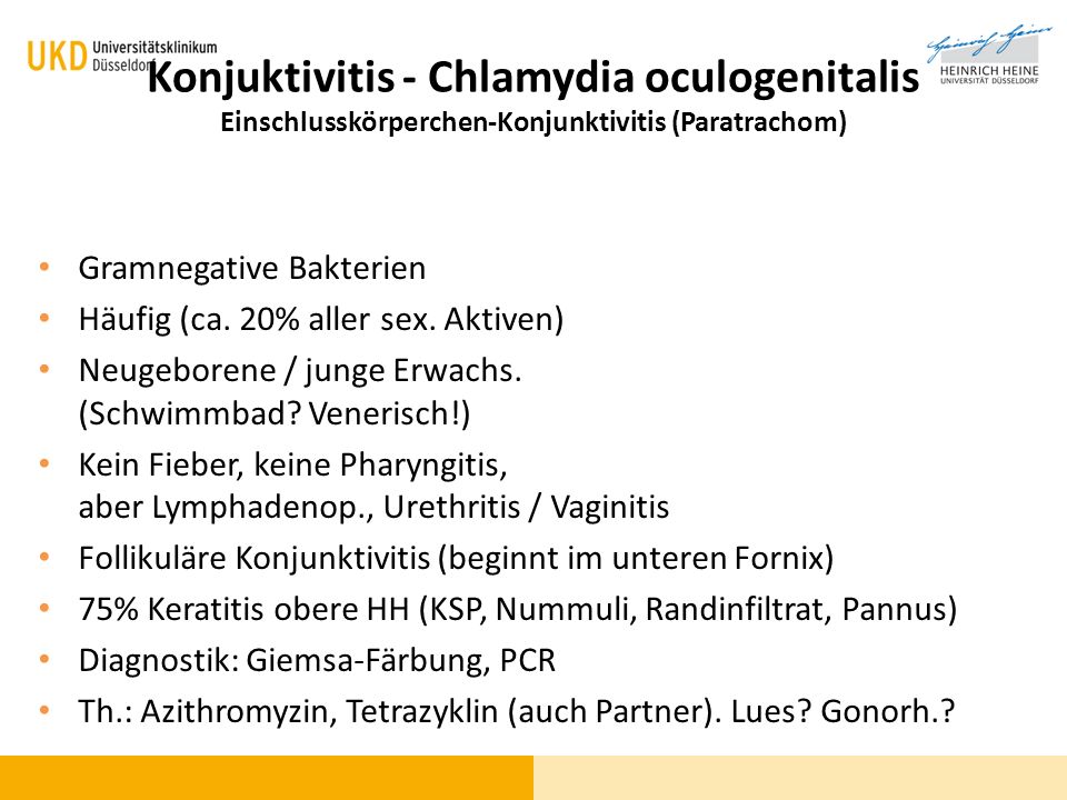Konjuktivitis - Chlamydia oculogenitalis Einschlusskörperchen-Konjunktivitis (Paratrachom)