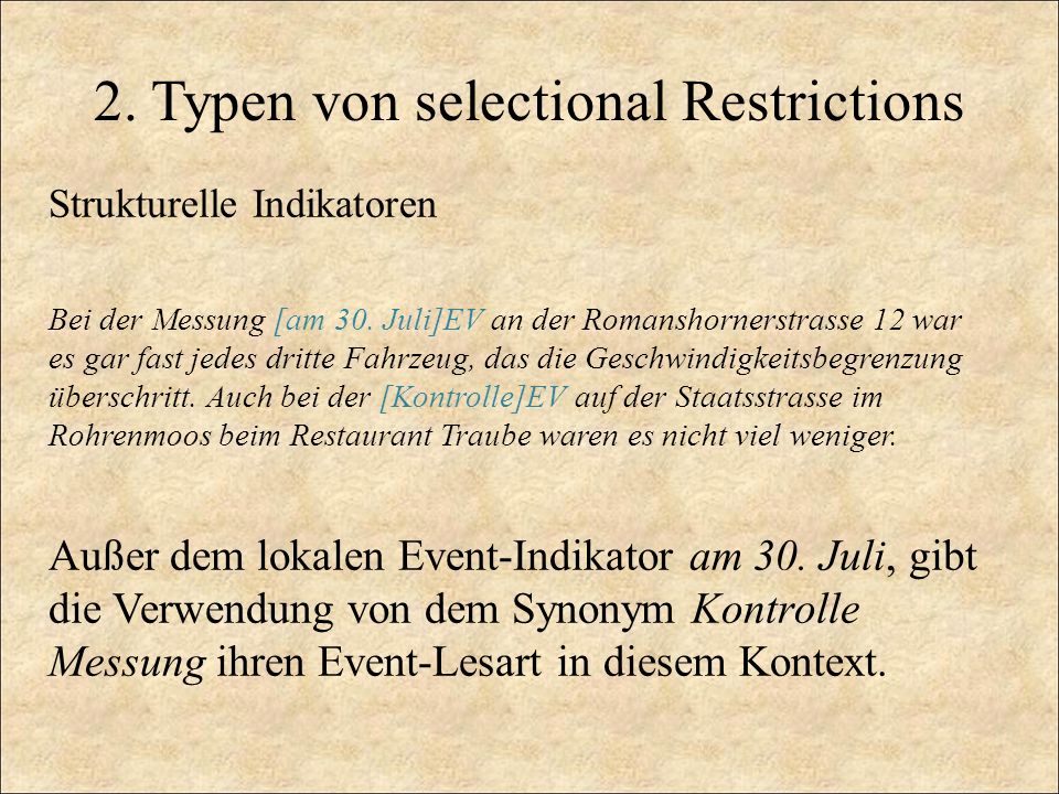2. Typen von selectional Restrictions