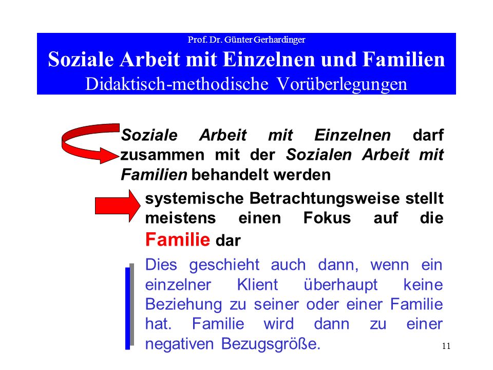 Prof. Dr. Günter Gerhardinger Soziale Arbeit mit Einzelnen und Familien Didaktisch-methodische Vorüberlegungen
