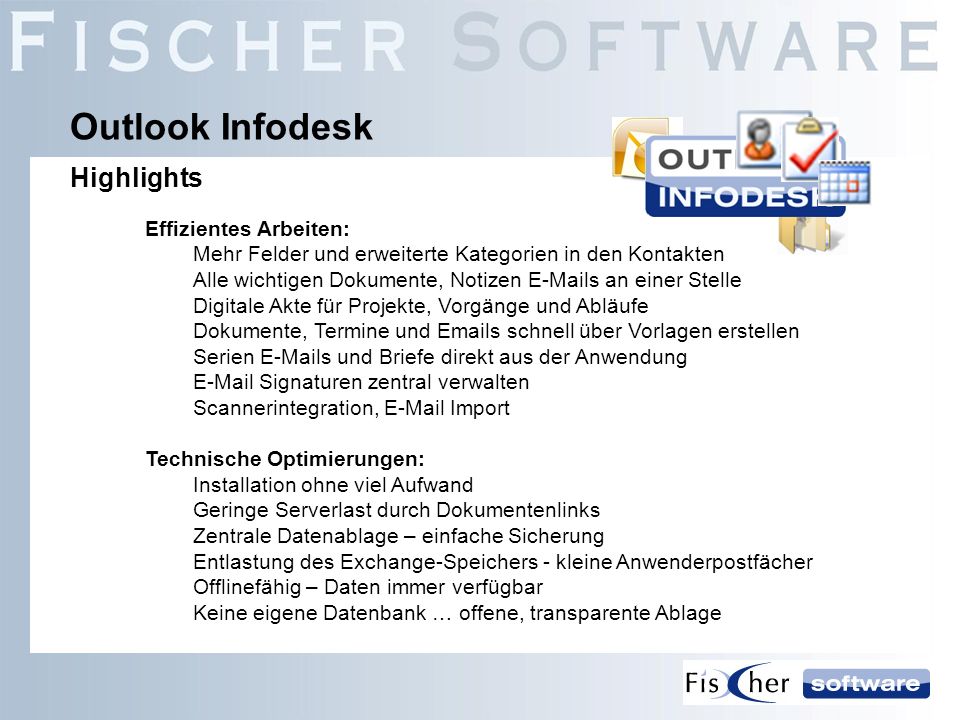 Outlook Infodesk Highlights Effizientes Arbeiten: