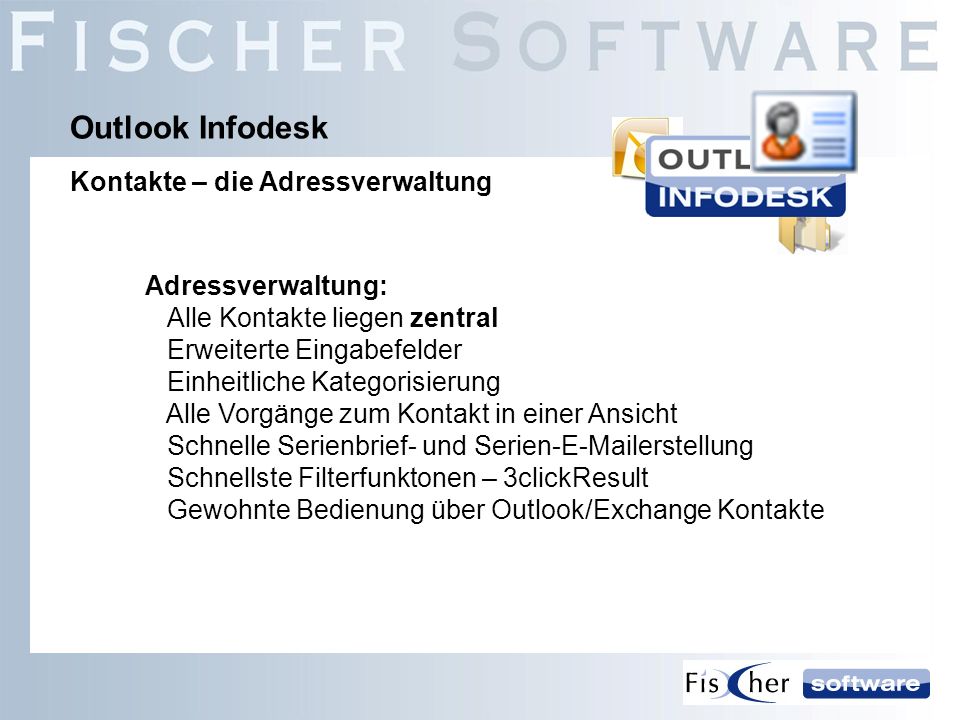 Outlook Infodesk Kontakte – die Adressverwaltung