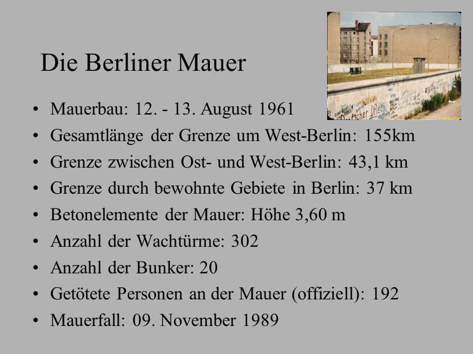 Die Berliner Mauer Mauerbau: August 1961