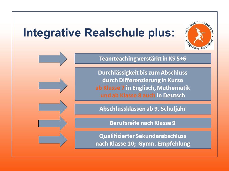 REALSCHULE PLUS Integrative Realschule plus:
