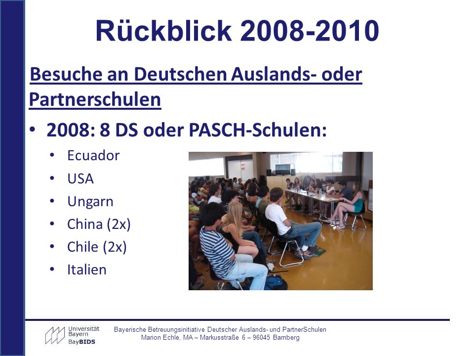Rückblick Besuche an Deutschen Auslands- oder Partnerschulen