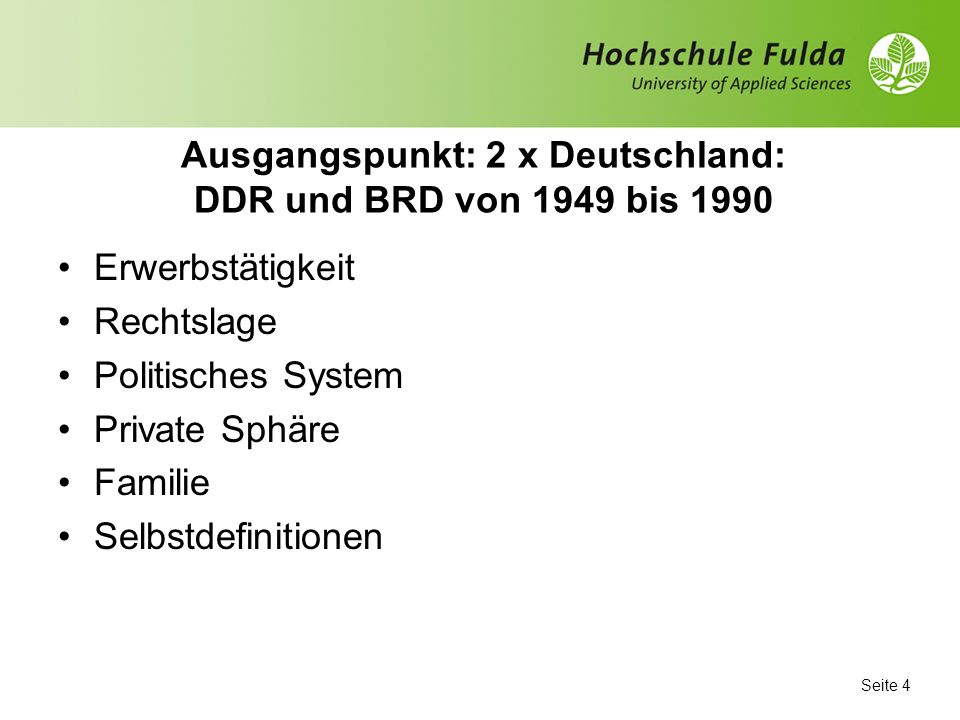 Ausgangspunkt: 2 x Deutschland: DDR und BRD von 1949 bis 1990