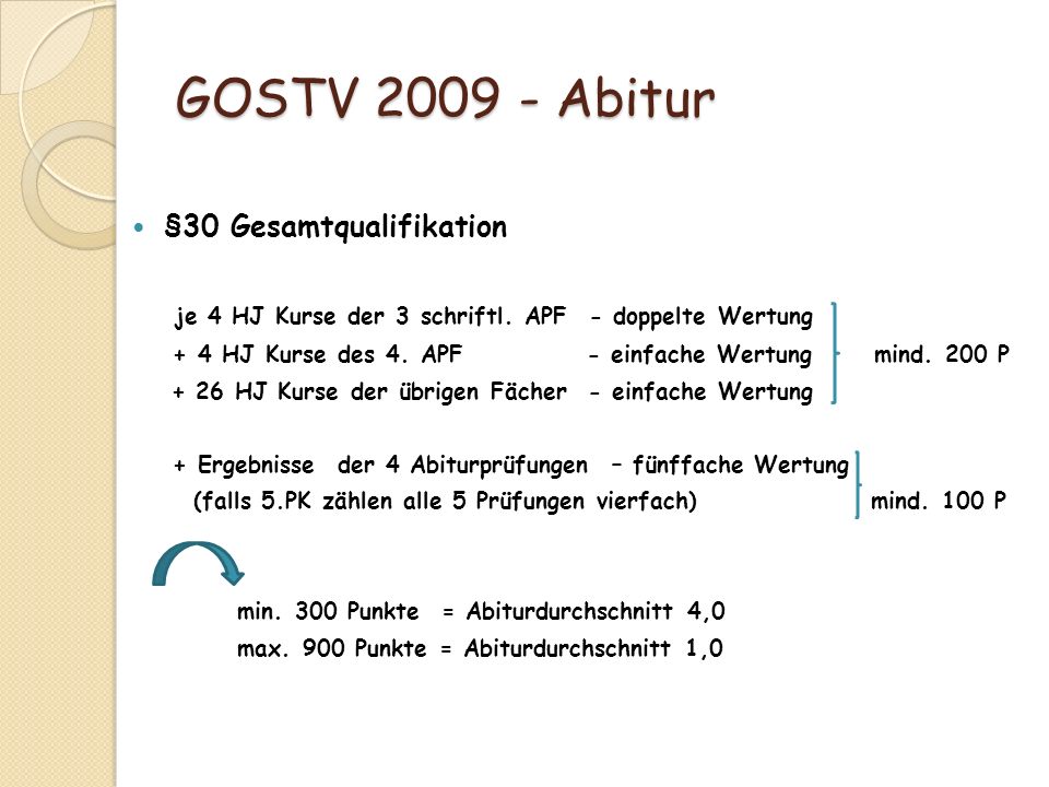 GOSTV Abitur §30 Gesamtqualifikation