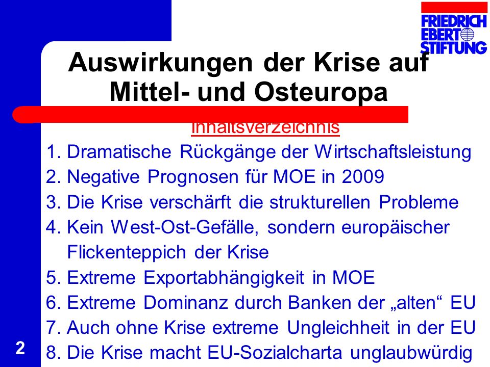 Auswirkungen der Krise auf Mittel- und Osteuropa