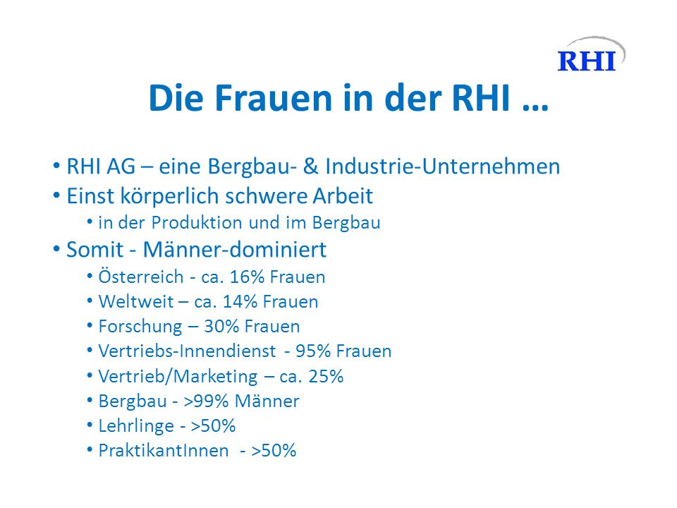 Die Frauen in der RHI … RHI AG – eine Bergbau- & Industrie-Unternehmen