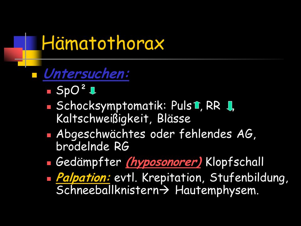 Hämatothorax Untersuchen: SpO²