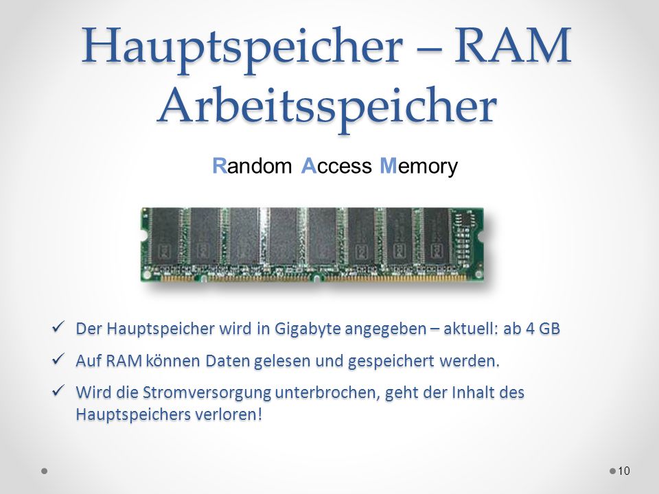 Hauptspeicher – RAM Arbeitsspeicher