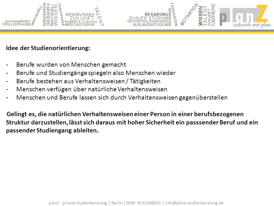 Idee der Studienorientierung: