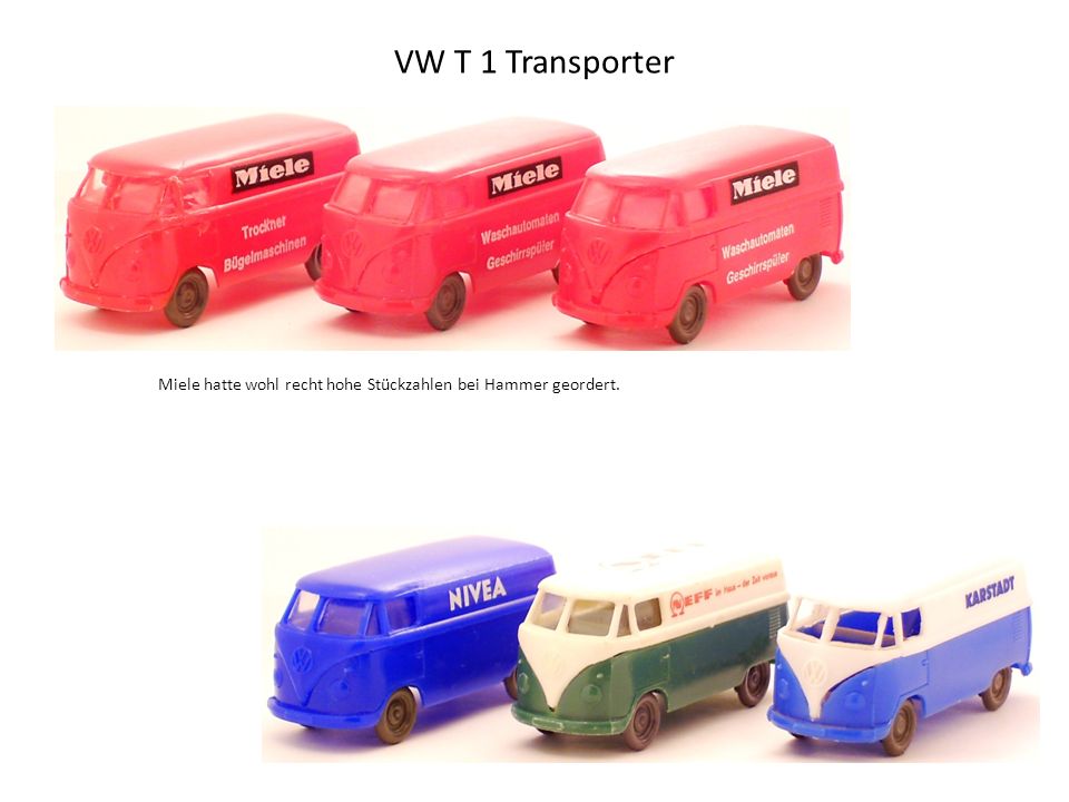 VW T 1 Transporter Miele hatte wohl recht hohe Stückzahlen bei Hammer geordert.
