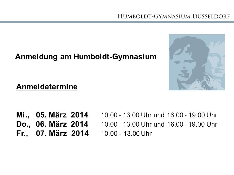Anmeldung am Humboldt-Gymnasium