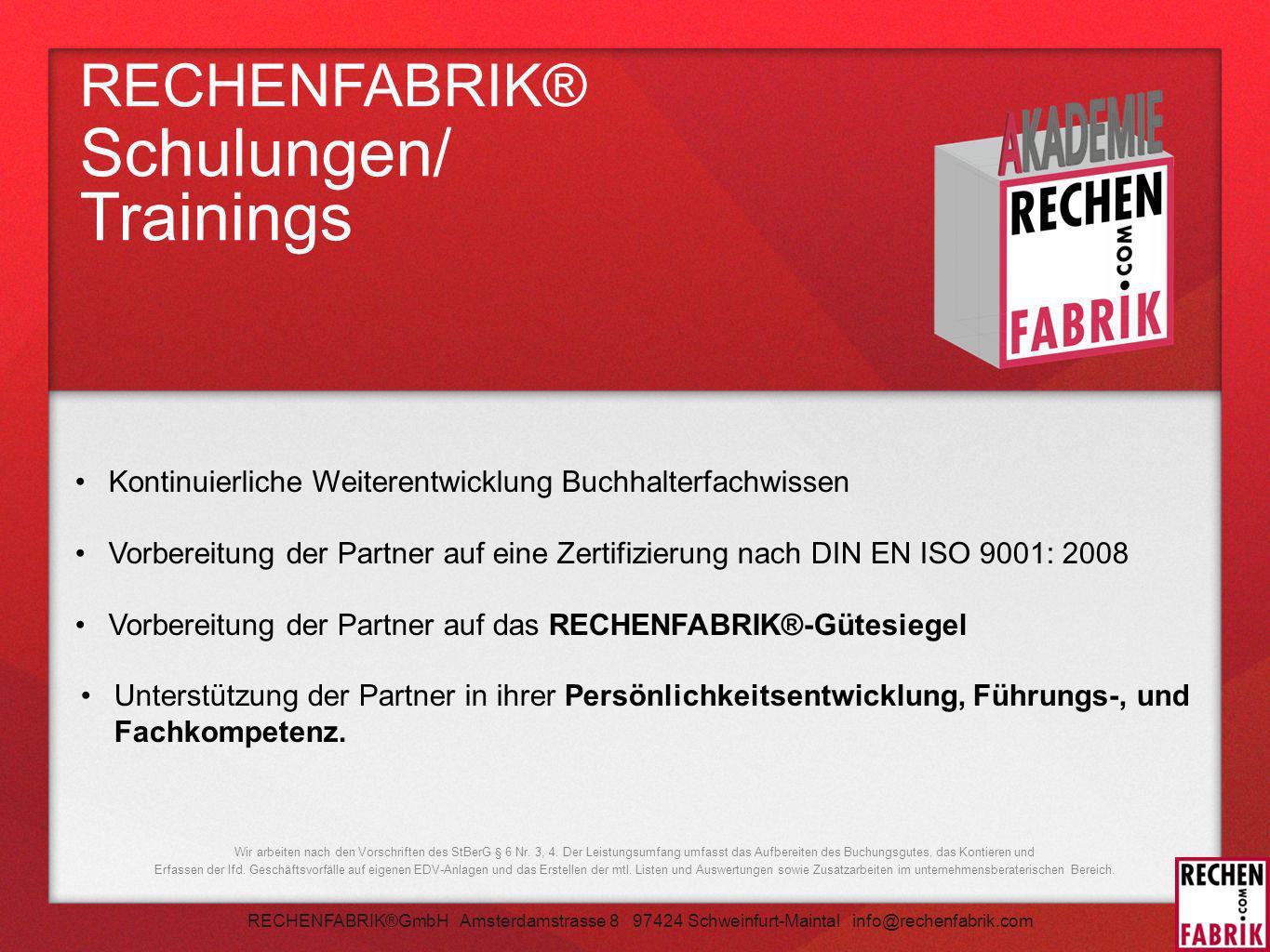 RECHENFABRIK® Schulungen/ Trainings