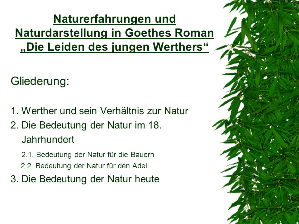 Gliederung 1 Werther Und Sein Verhaltnis Zur Natur Ppt Video Online Herunterladen