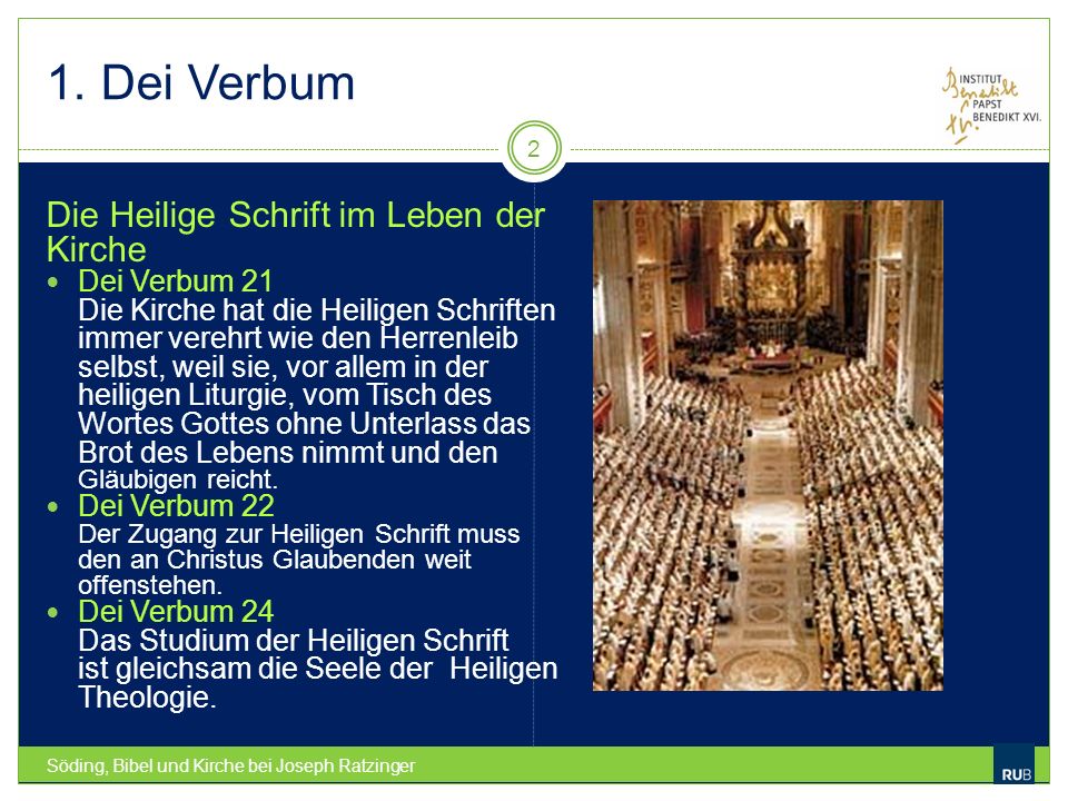 1. Dei Verbum Die Heilige Schrift im Leben der Kirche