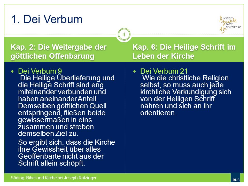 1. Dei Verbum Kap. 2: Die Weitergabe der göttlichen Offenbarung