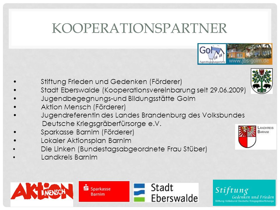 Kooperationspartner • Stiftung Frieden und Gedenken (Förderer)