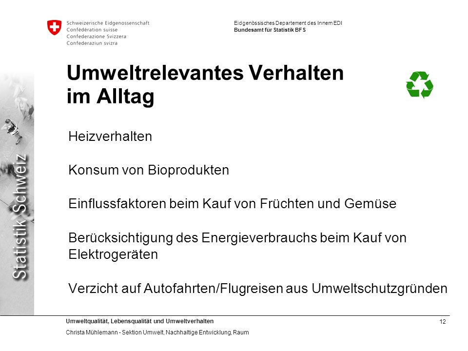 Umweltrelevantes Verhalten im Alltag