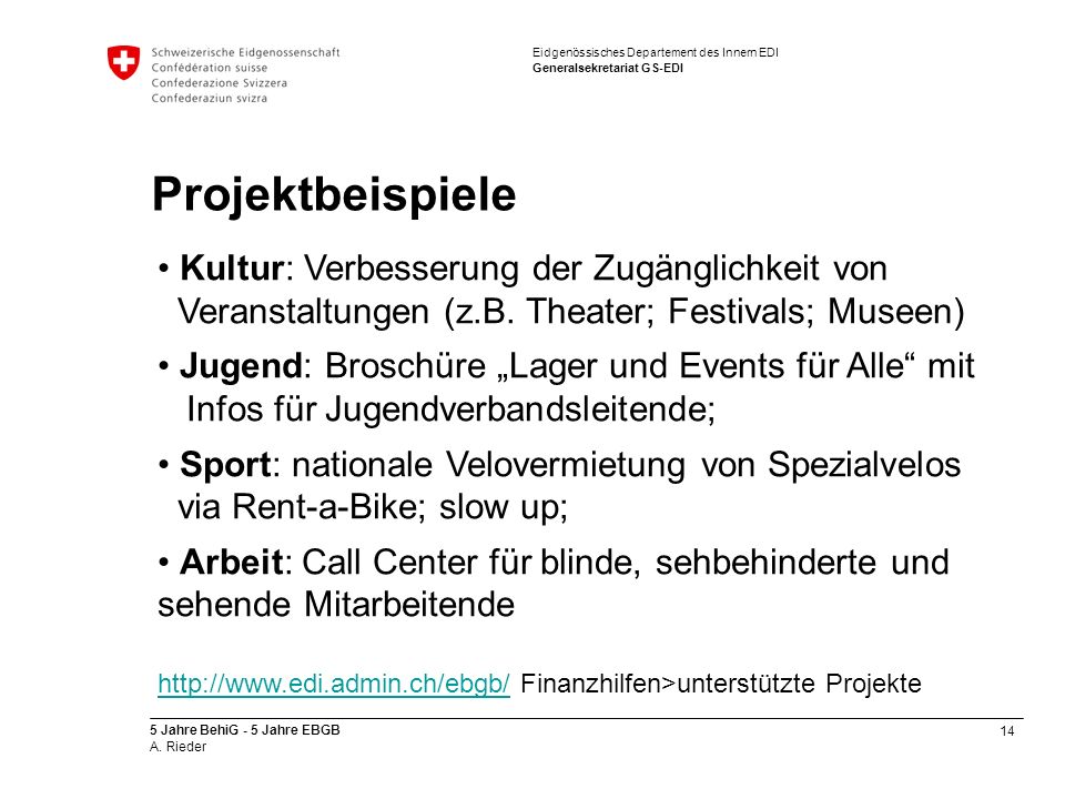 Projektbeispiele Kultur: Verbesserung der Zugänglichkeit von Veranstaltungen (z.B. Theater; Festivals; Museen)