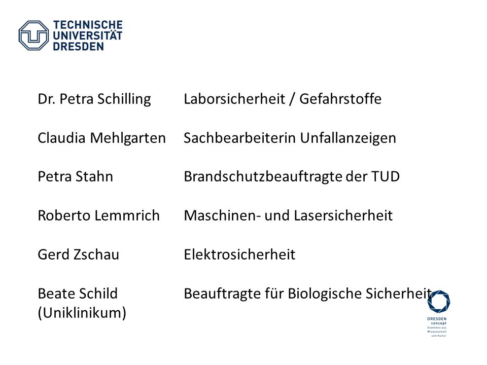 Dr. Petra Schilling Laborsicherheit / Gefahrstoffe