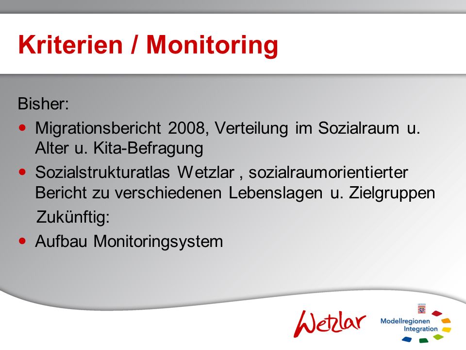 Kriterien / Monitoring