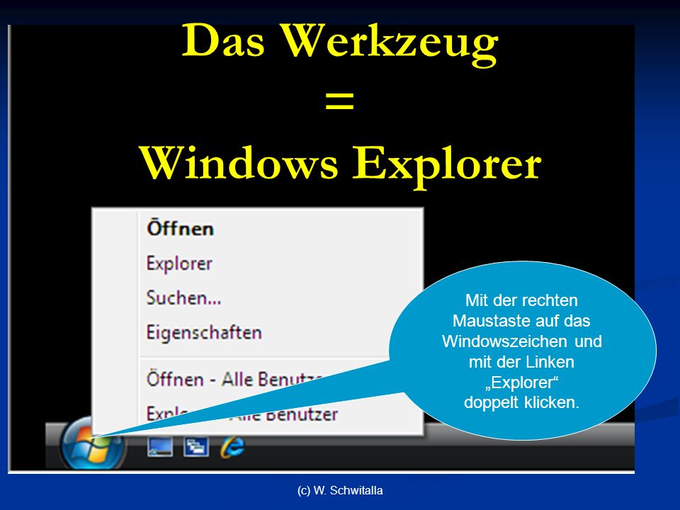 Das Werkzeug = Windows Explorer
