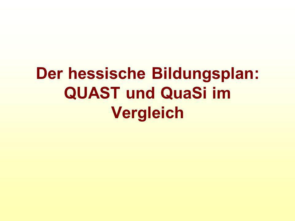Der hessische Bildungsplan: QUAST und QuaSi im Vergleich