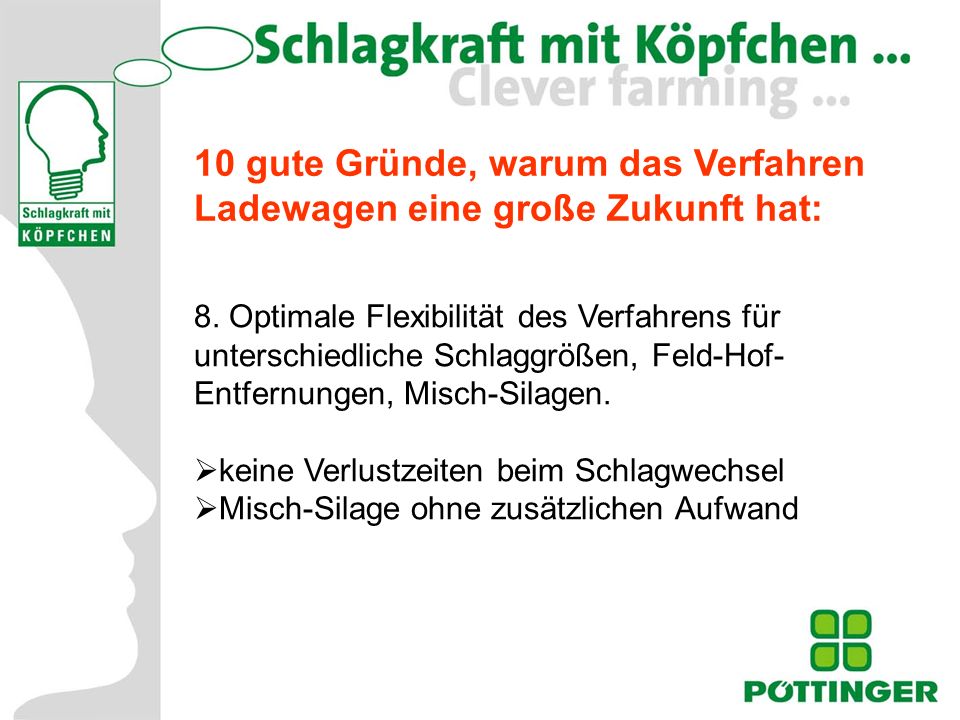 10 gute Gründe, warum das Verfahren Ladewagen eine große Zukunft hat: