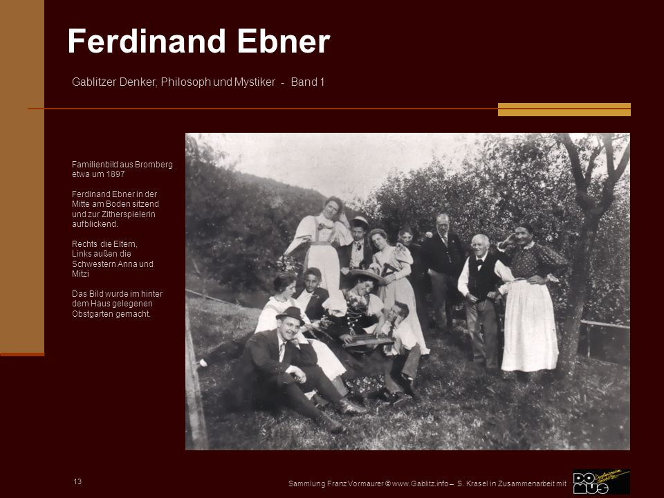 Familienbild aus Bromberg etwa um 1897 Ferdinand Ebner in der