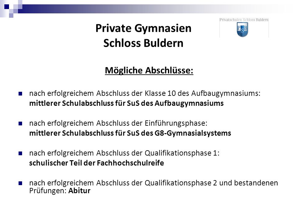 Private Gymnasien Schloss Buldern