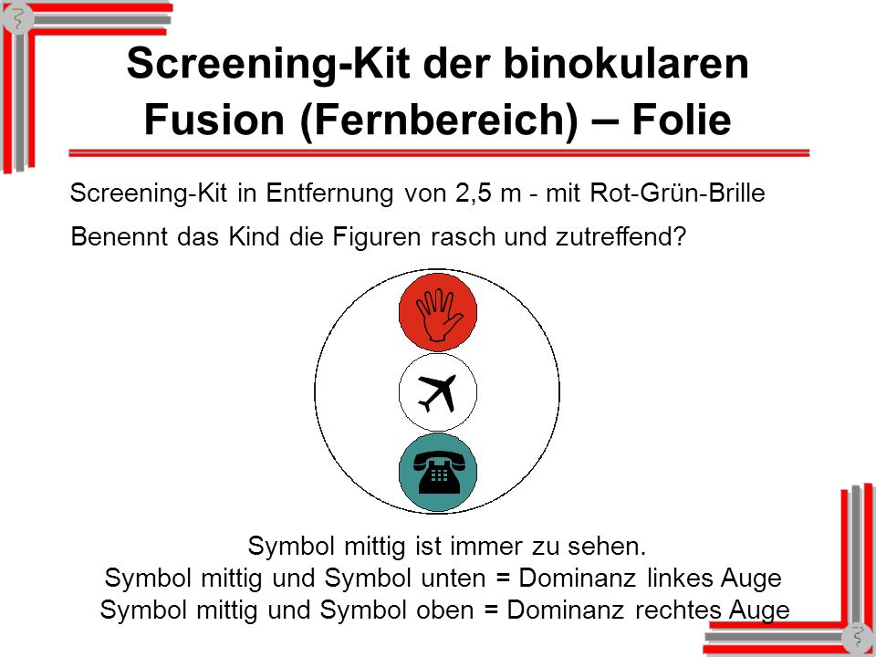 Screening-Kit der binokularen Fusion (Fernbereich) – Folie