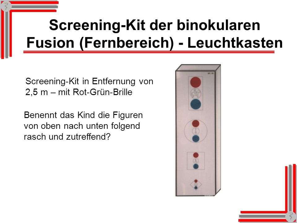 Screening-Kit der binokularen Fusion (Fernbereich) - Leuchtkasten