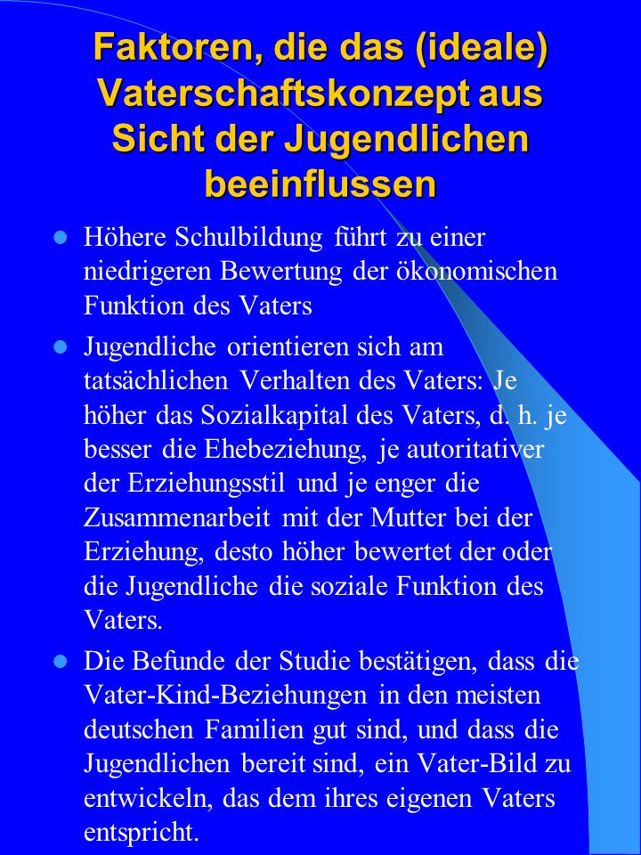 Faktoren, die das (ideale) Vaterschaftskonzept aus Sicht der Jugendlichen beeinflussen