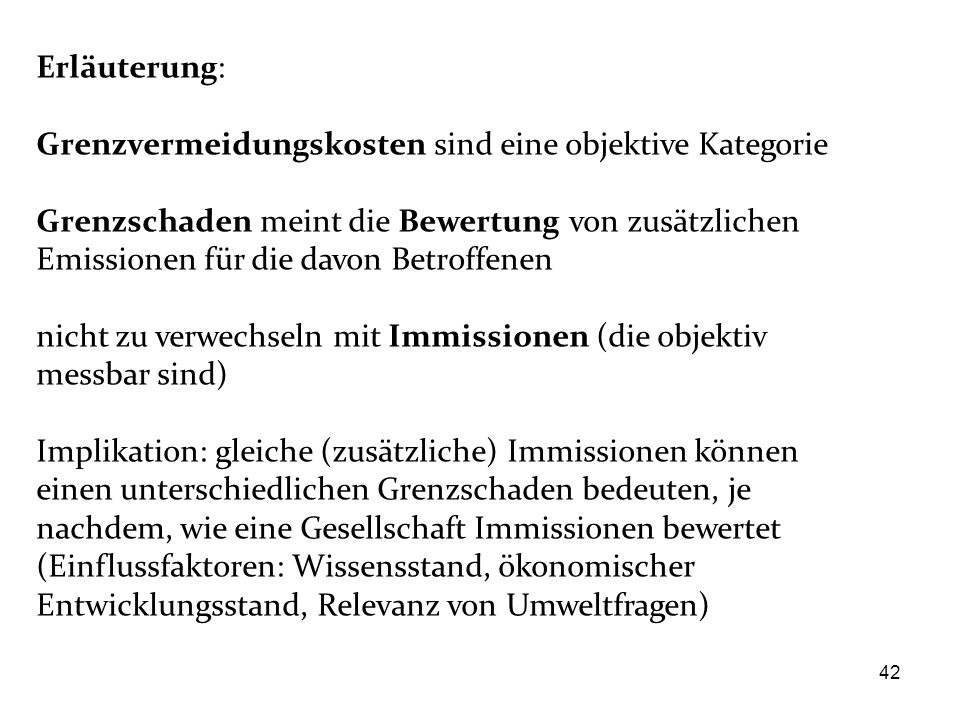 Grenzvermeidungskosten sind eine objektive Kategorie