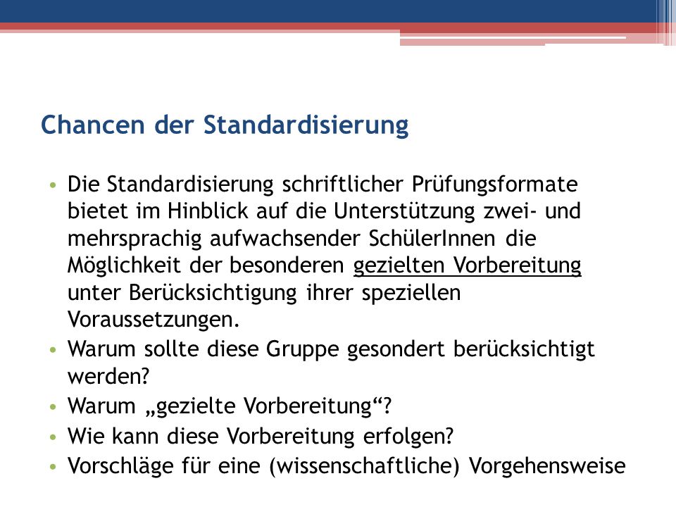 Chancen der Standardisierung