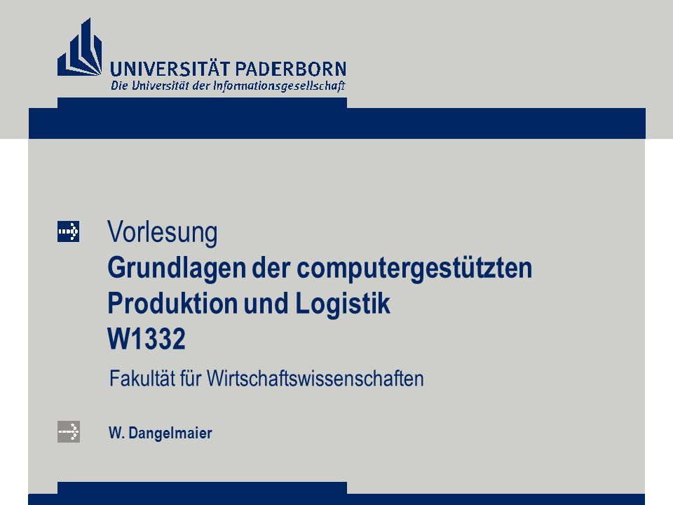 Grundlagen der computergestützten Produktion und Logistik W1332