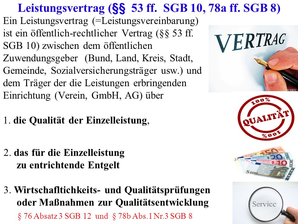 Leistungsvertrag (§§ 53 ff. SGB 10, 78a ff. SGB 8)