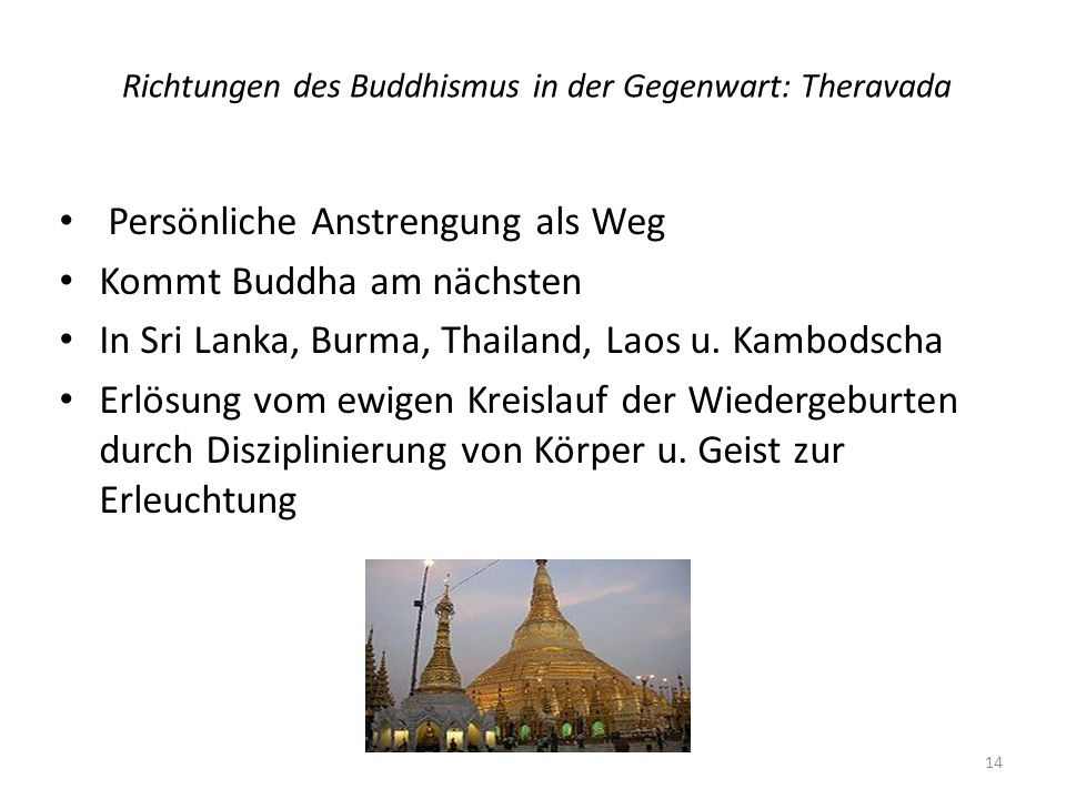 Richtungen des Buddhismus in der Gegenwart: Theravada