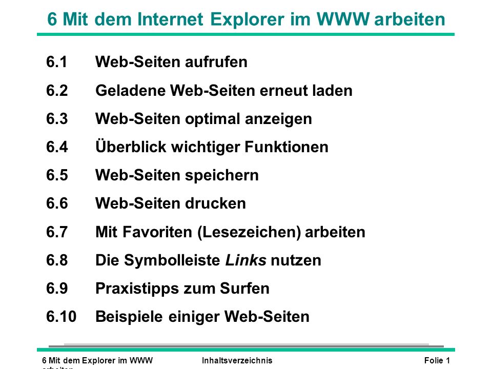 6 Mit dem Internet Explorer im WWW arbeiten