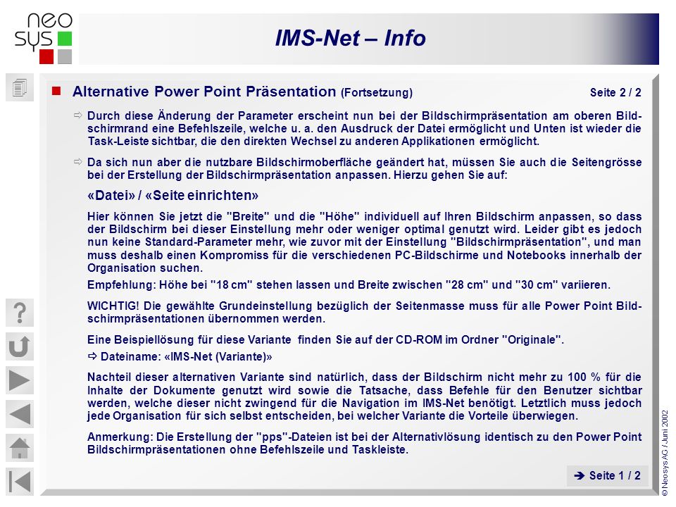 Alternative Power Point Präsentation (Fortsetzung) Seite 2 / 2