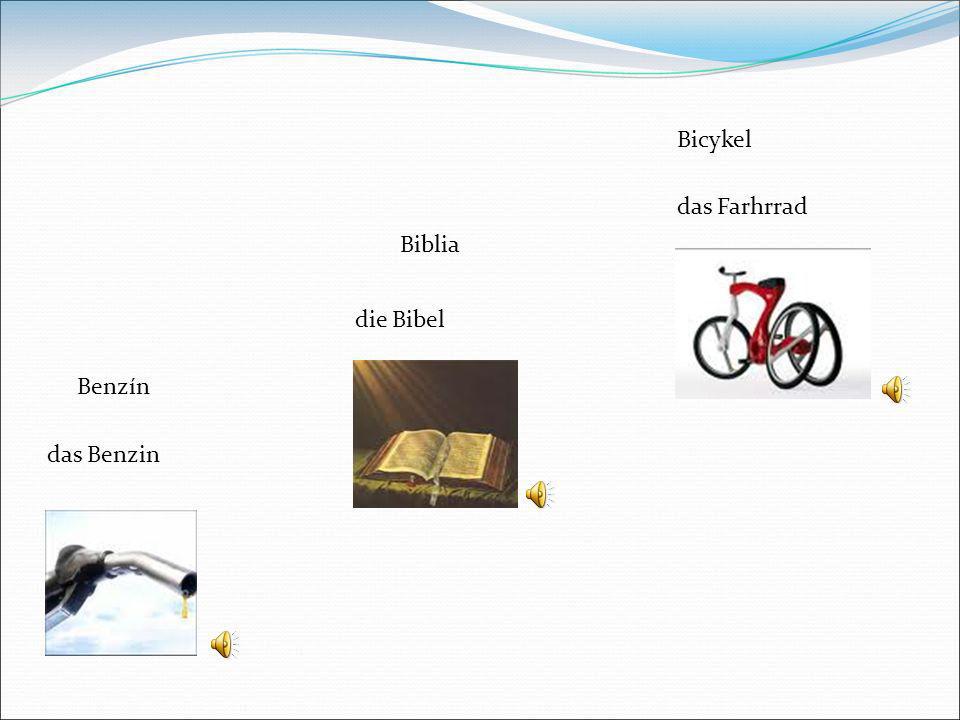 Bicykel das Farhrrad Biblia die Bibel Benzín das Benzin 7