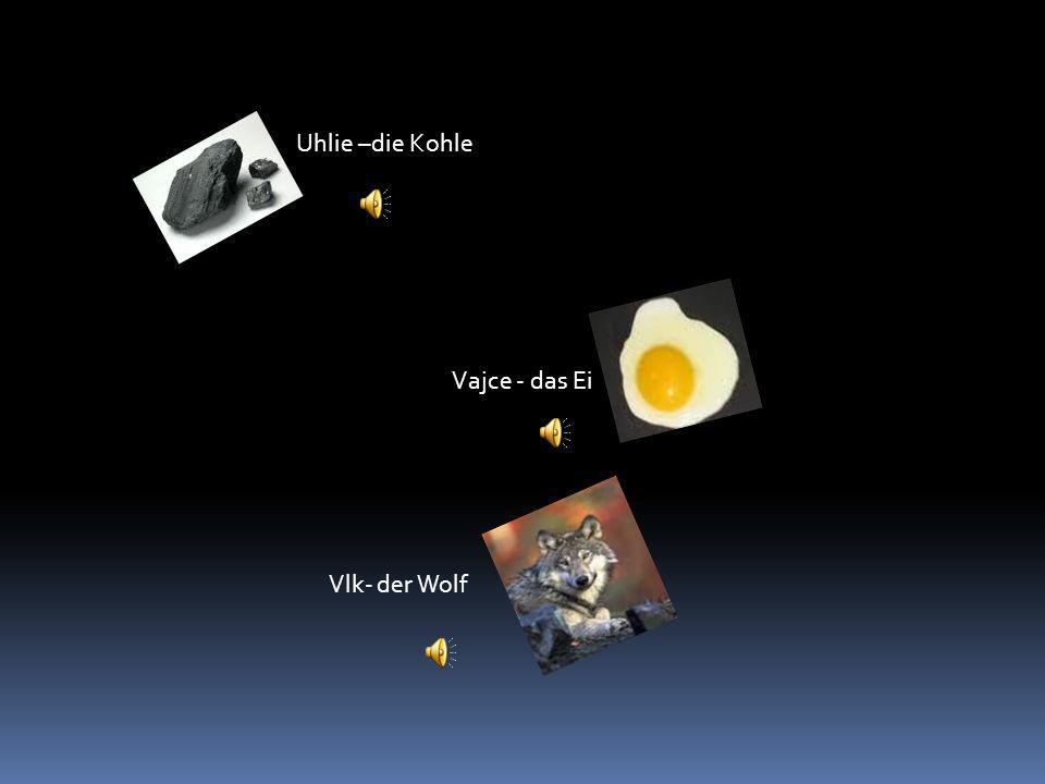 Uhlie –die Kohle Vajce - das Ei Vlk- der Wolf