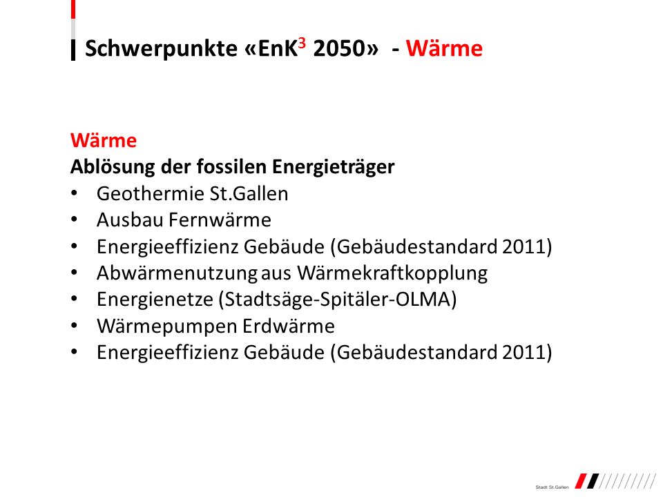 Schwerpunkte «EnK3 2050» - Wärme