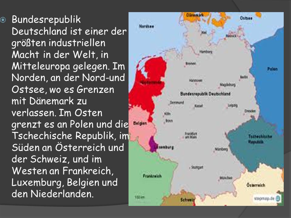 Bundesrepublik Deutschland ist einer der größten industriellen Macht in der Welt, in Mitteleuropa gelegen.