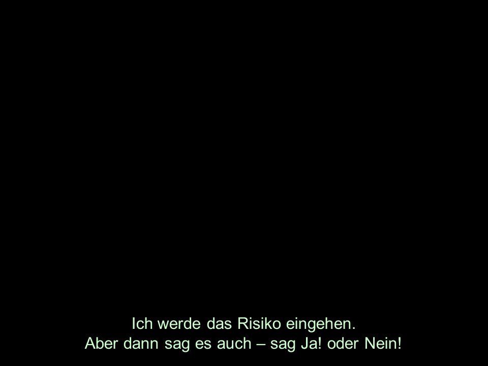 Ich werde das Risiko eingehen. Aber dann sag es auch – sag Ja