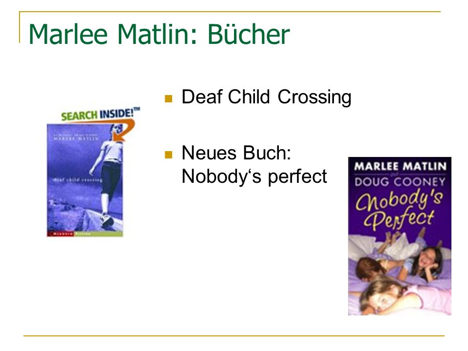 Marlee Matlin: Bücher Deaf Child Crossing Neues Buch: Nobody‘s perfect