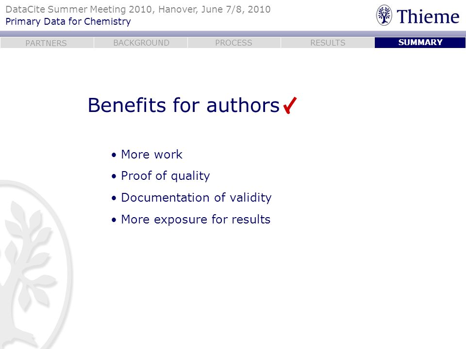 Benefits for authors More work Proof of quality